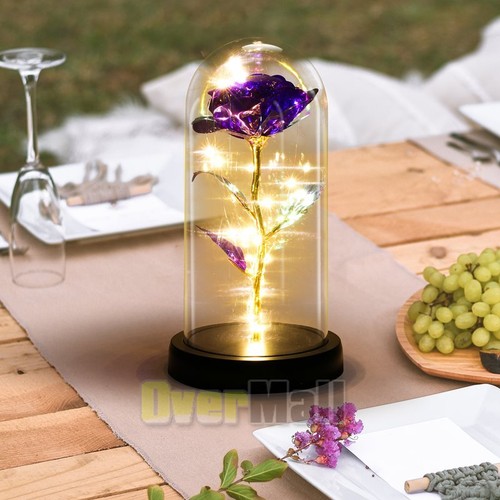 24K vergoldet getauchte Rose Blume in Glaskuppel romantisches Geschenk Liebe für Mama Mädchen - Bild 229 von 276