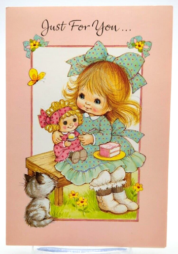 Vintage 1970s Olympicard Greeting Birthday Card And Envelope Girl With Doll - Picture 2 of 4