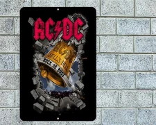 AC DC Hells Bell Sign Aluminum Metal 8"x12" Garage Man Cave Classic Rock Concert