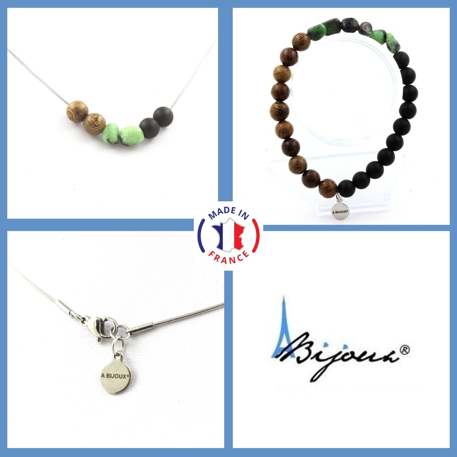 Epidote de Birmanie parure collier bracelet pour vitalité et ancrage
