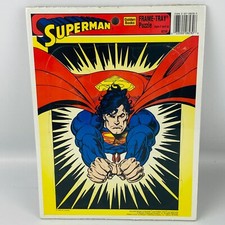Vintage Superman 12 Piece Puzzle Frame Tray 11x8 Golden 1995 Ages 3 New Sealed