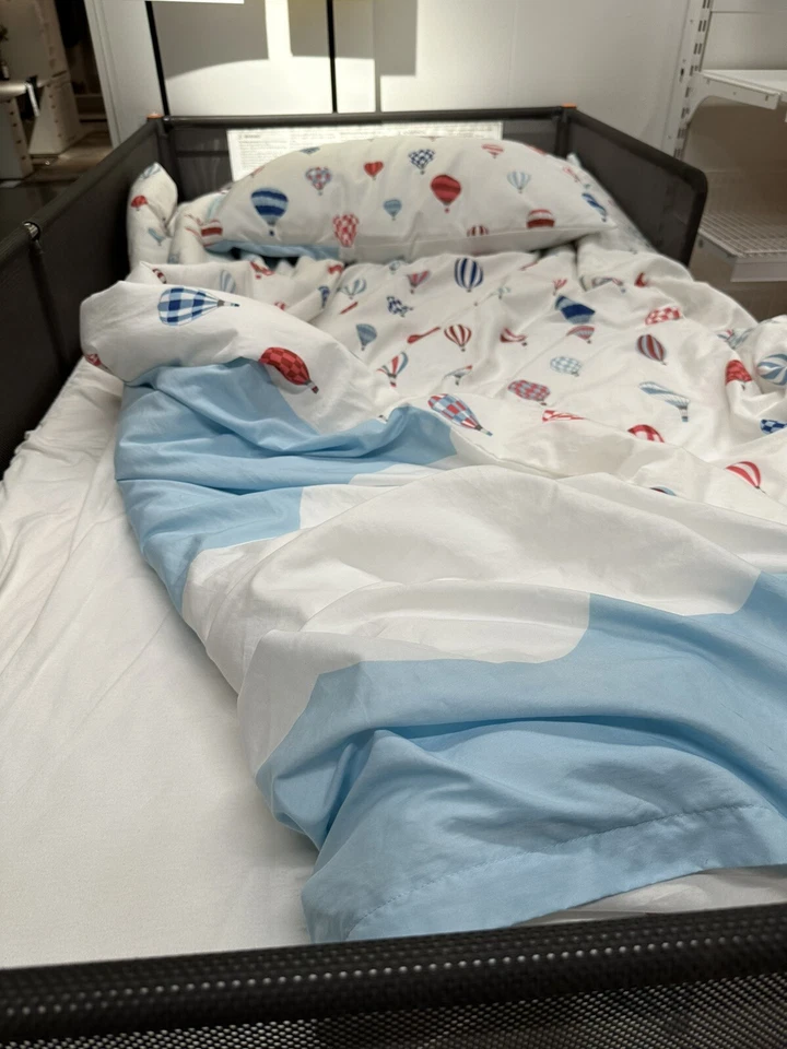 IKEA UPPTAG Funda Nórdica con Funda de Almohada Juego de Cama Cielo Nubes Globos de Aire Azul NUEVO Foto 4 de 4