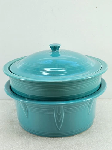 3 pc FIESTA large baking CASSEROLE tortilla LID turquoise blue NEW