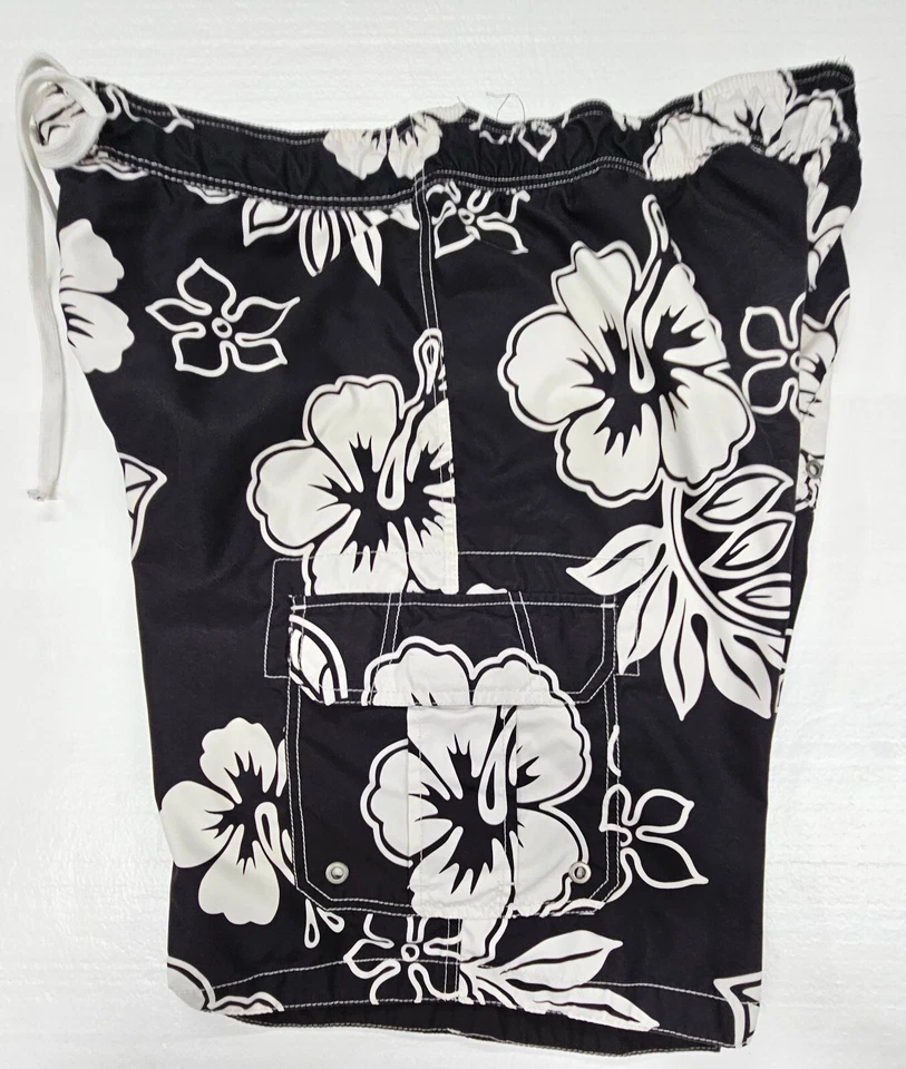 Hombres XL 40/42 Merona Carga Natación/Tabla Corta Estampado Hawaiano Forrado Auto Cierre Mosca Foto 3 de 4