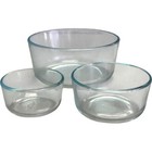 Vintage Lot of 3 PYREX Clear Glass Round Food Storage Mixing Bowls
