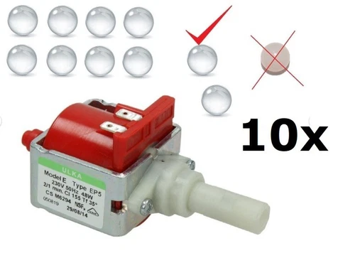 10x EX5 EP5 EP5GW COFFEE MACHINE ULKA WATER PUMP GLASS MINERAL VALVE BALLS PYREX