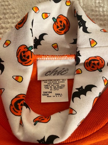 VTG 1980s “CHIC” HALLOWEEN KITTY CAT/PUMPKIN SWEATSHIRT GLITTER SMALL 6028 RARE - Picture 9 of 19