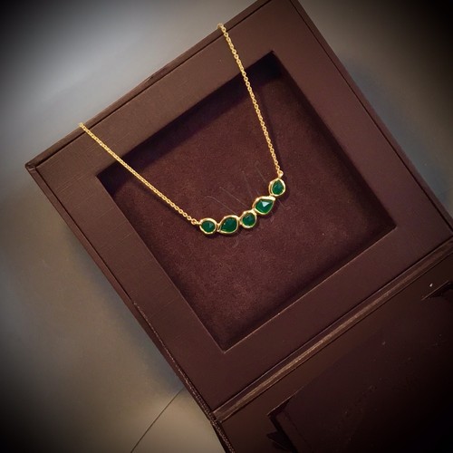 NWT MONICA VINADER GOLD PLATED STERLING SILVER & GREEN ONYX NECKLACE APPROX 18”L - Picture 9 of 9