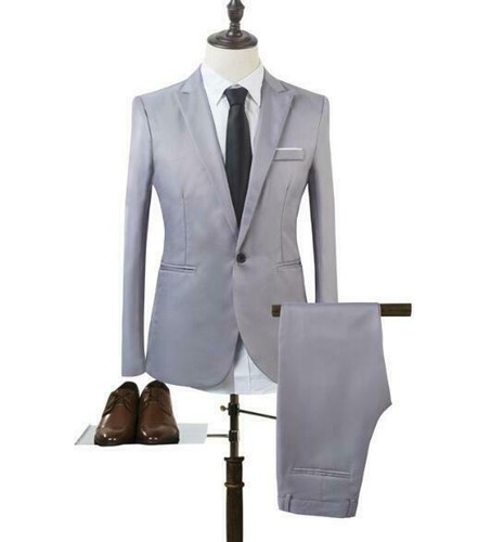 Two-Piece Men Business Suit Formal Dress Wedding Jacket Coat And Pants Slim Fit - Picture 17 of 18