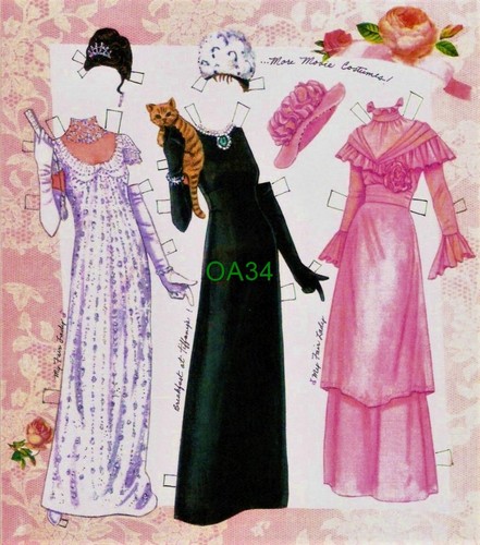 VINTAGE UNCUT AUDREY HEPBURN PAPER DOLLS~RARE~#1 TOP MARILYN HENRY REPRODUCTION - Picture 8 of 8