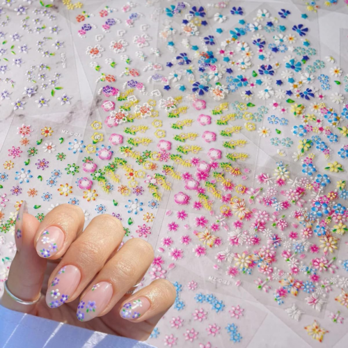 30 hojas coloridas flores arte en uñas pegatinas flores arte en uñas suministros 3D auto anuncio - Imagen 2 de 12