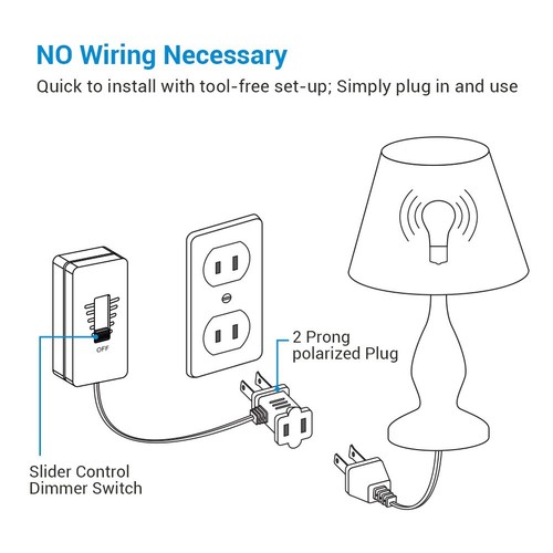 DEWENWILS Plug in Dimmer Switch for Dimmable LED/CFL Light 6.6 ft