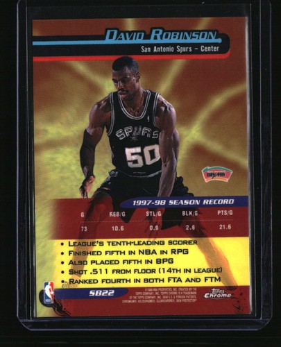 1998-99 Topps Chrome #SB22 David Robinson Season's Best - Picture 2 of 2