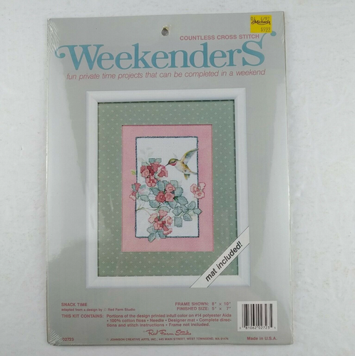 JCA Weekenders Countless Cross Stitch Kit #02723 SNACK TIME Hummingbird w/Mat