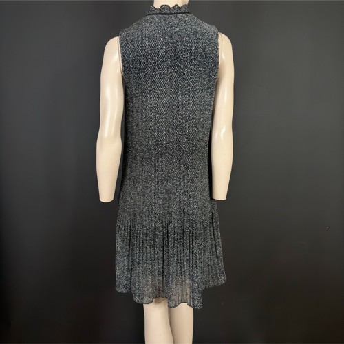 DKNY Sleeveless Pleated Dress UK 12 US 8 Plisse Tie Neck Patterned Lined Shift - Picture 16 of 16