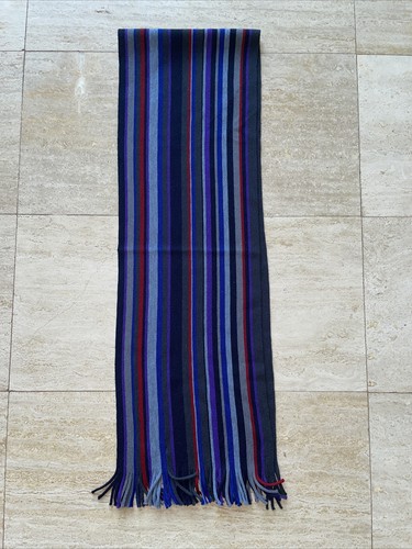 Ted Baker Scarf 100% Wool Striped Multicolor - Picture 4 of 6