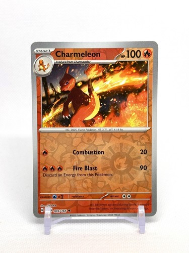Pokemon 151 Charmeleon 005/165 Reverse Holo + Fire Energy Holo NM/M- US SELLER - Picture 2 of 3