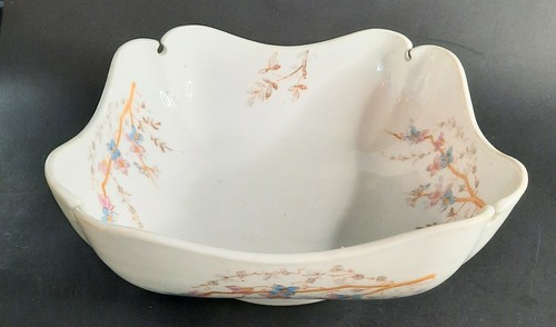 Vintage japanische Kirschblüte weiß Porzellan Schüssel bearbeitete Kanten markiert 2037 9" - Bild 2 von 6