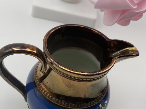 Antique Jug Creamer Victorian Lusterware Porcelain Rose Gold 1840’ - Picture 10 of 11