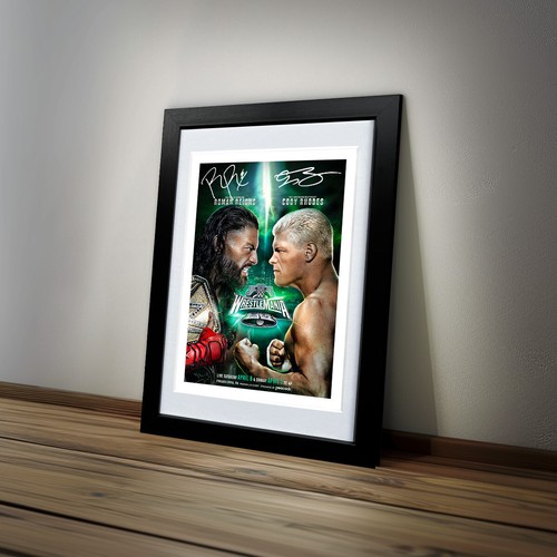 WRESTLEMANIA 40 XL RÖMISCHE REGIERUNGEN CODY RHODES SIGNIERTES POSTER DRUCK FOTO AUTOGRAMM - Bild 2 von 3