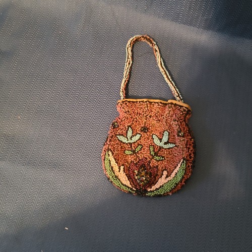 Vintage Small Glass Beaded Multicolor Purse Purple Blue Green Multi - Bild 2 von 4