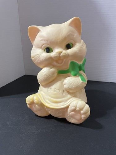 Vintage Ashland Rubber Products Blue Ribbon Kitten Green eyes Green Ribbon Rare - Picture 4 of 9
