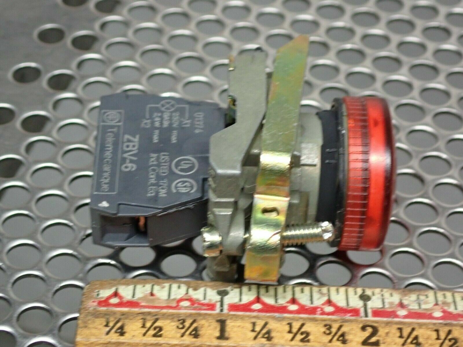 Telemecanique (2) Red Pushbutton & (1) Illuminated Red Button W/ (3) ZBV-6 Used