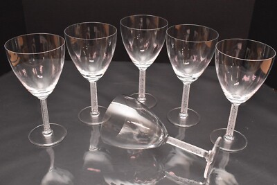 SET 6 LALIQUE Crystal Glass PHALSBOURG ART DECO Water Goblets TALL Glass Frosted