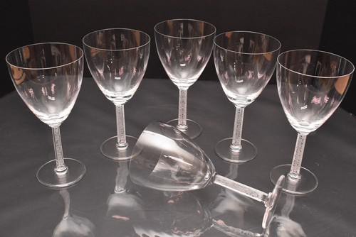 6er SET LALIQUE Kristallglas PHALSBOURG ART DECO Wasserkelche HOCH Glas matt - Bild 1 von 10