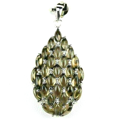 Silver Pendant Smokey Quartz Genuine Natural Mined Gems Solid Sterling And Chain - Bild 11 von 24