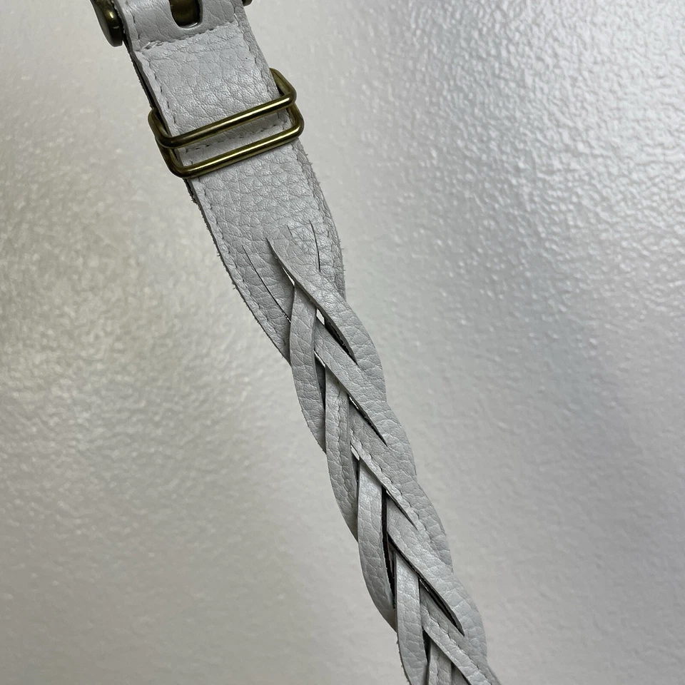 Johnny Farah Woven Leather Belt Red Womens Small Braided  USA Brass Buckle 1.25" - Image 3 of 4