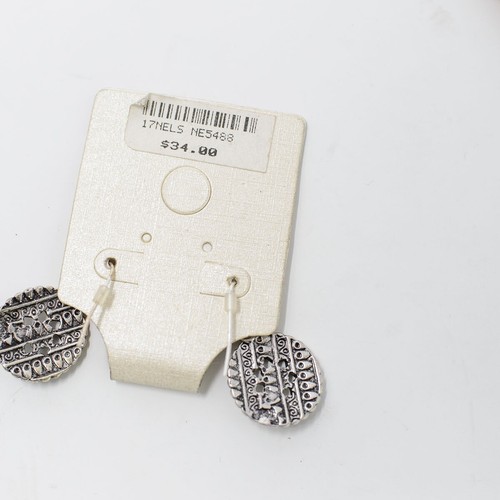 Jordan Alexa Tono Plata Mandala Flor Loto Redondo Pendientes Colgantes Pierced - Imagen 2 de 3