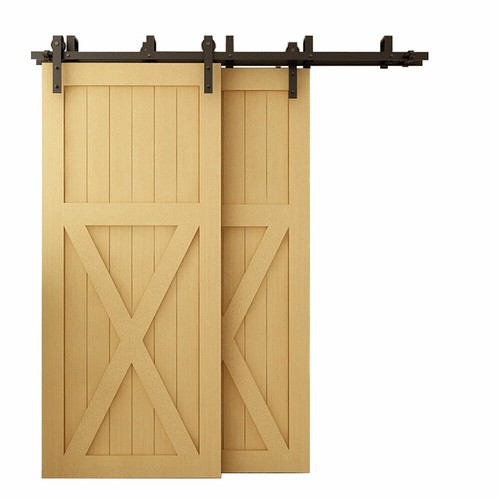 5-12FT Bypass Stalltür Hardware Doppeltüren Kit Schiebetürbeschlag J Form Rolle - Bild 236 von 297