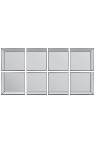 All Glass Mirror Modern 8 Panel Tray Design Wall 212 x 106 CM 8ft1 x 3ft6 - Picture 2 of 6