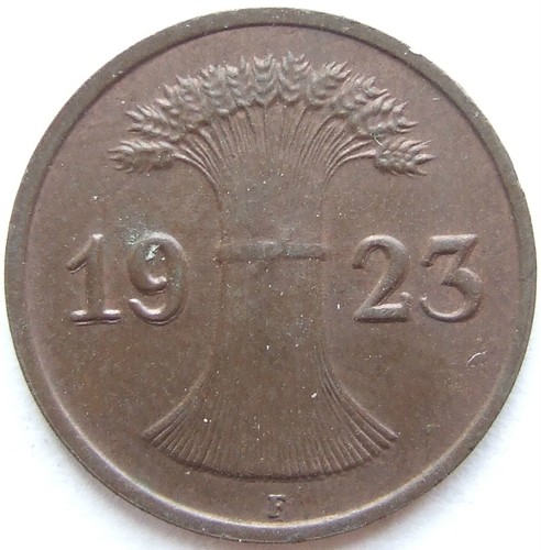 Münze Weimarer Republik 1 Rentenpfennig 1923 F in Vorzüglich / Stempelglanz - Picture 2 of 2