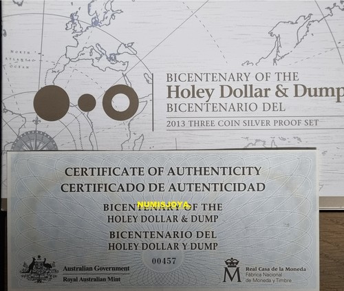 ESPAÑA/AUSTRALIA 2013 BICENTENARIO DEL HOLEY DÓLAR Y VOLTEO JUEGO DE 3 MONEDAS. - Picture 15 of 15