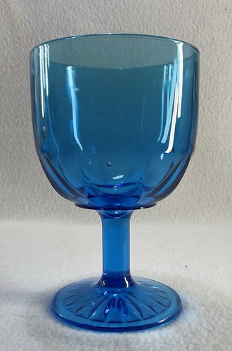 Vintage BARTLET-COLLINS Dart Goblet Aqua Teal Blue Sunburst Base 6.25” - Picture 4 of 10