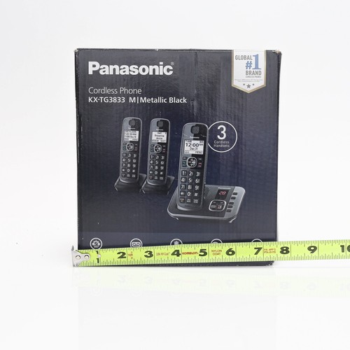 Panasonic KX-TG3833 Cordless Phone System Metallic Black 3 Phones and Chargers - Picture 9 of 10