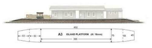 Superquick A3 - Island Platform 610 mm de largo troquelado kit de tarjetas calibre 00 primer poste - Imagen 1 de 8