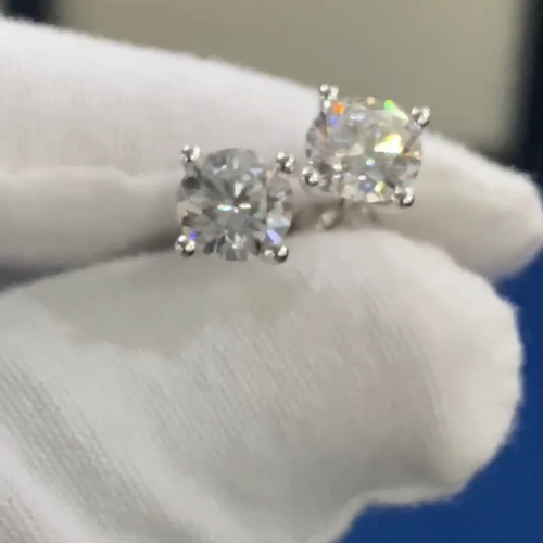 1.00Ct Lab Grown Round Diamond Push Back Stud Earring In White Gold - Video 1 of 1