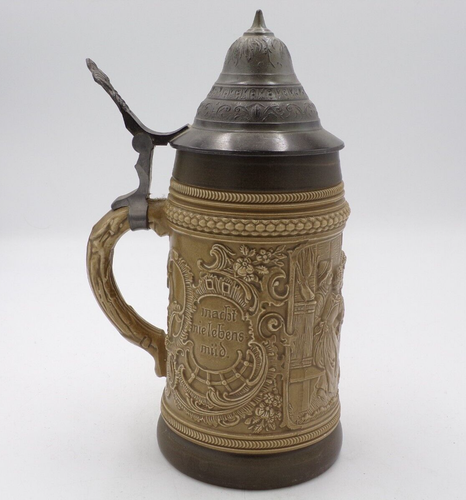 Vintage Beer Stein "Bier U. Frohes Lied, Macht Nielebens Miid" Original Mold .5L - Picture 4 of 8