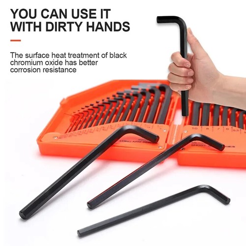 30Pcs Wrench Set Hex Key Allen Wrench 0.028"- 3/8" Inch & 0.7mm-10mm Metric Size - Picture 2 of 18