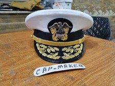 US NAVY COMMANDER ADMIRAL RANK WHITE HAT CAP R N COMMANDERS
