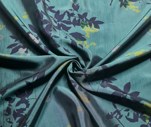 Soft Taffeta Fabric Floral Design Petrol and Dark Navy 55" Wide - Picture 6 of 10