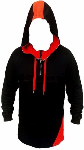 BLEECKER AND MERCER MENS ANORAK PULLOVER HOODIE SCOOP BOTTOM BACK ZIPPER SWAG - Picture 2 of 6