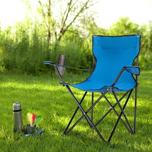 Silla de Camping 32 * 19 * 31 pulgadas Azul con Marco Negro y Tela Oxford Azul 100.00kg - Imagen 1 de 11