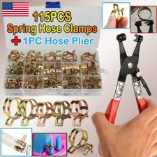 115Pcs 6-22mm Spring Clips Fuel Hose Line Water Pipe Air Tube Clamps Pliers Kit