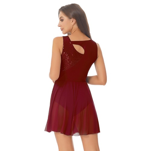 Womens Rhinestone Sleeveless Dress Chiffon Leotard Split Lyrical Dresses Flowy - Bild 82 von 85