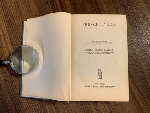 French Lyrics By Arthur Graves Canfield (1925, Hardcover) - Picture 5 of 7