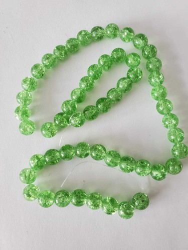 Green Crackle Round Glass Spacer Beads 7mm ~ 1 Strand Approx.50 Beads - Picture 2 of 2